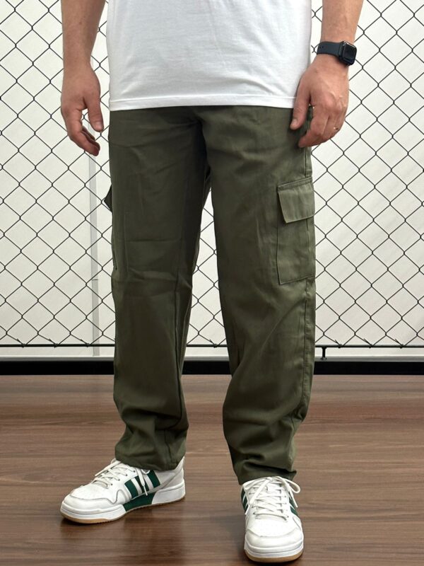 Calça Cargo Sarja Masculina Verde
