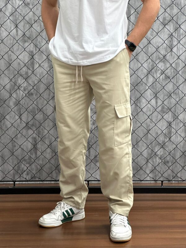 Calça Cargo Sarja Bege Claro