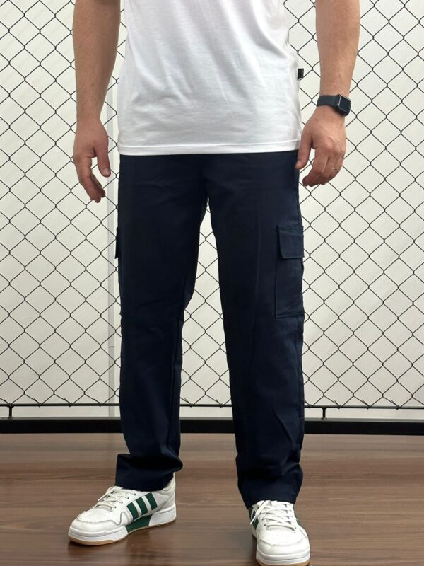 Calça Cargo Sarja Masculina Azul Marinho