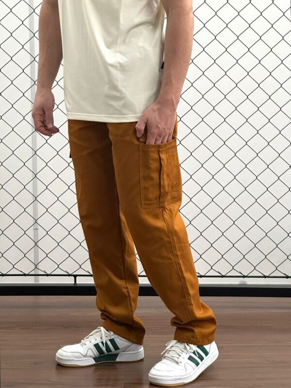 Calça Cargo Sarja Masculina Caramelo